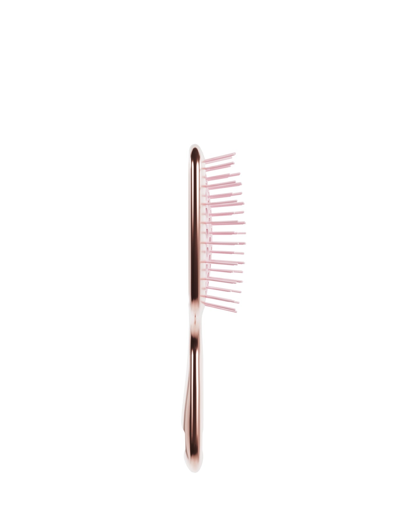 Rose gold hairbrush on a white background
