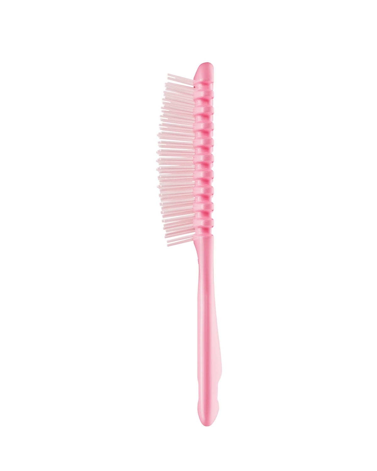 Pink hairbrush on a white background