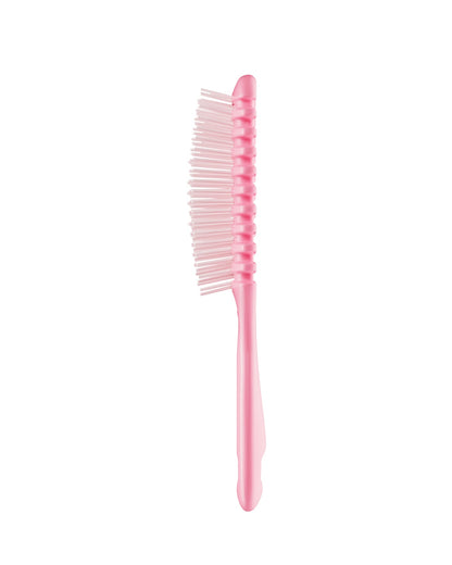 Pink hairbrush on a white background