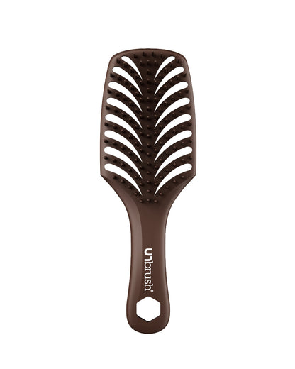 Brown hairbrush with Ubrush logo on a white background