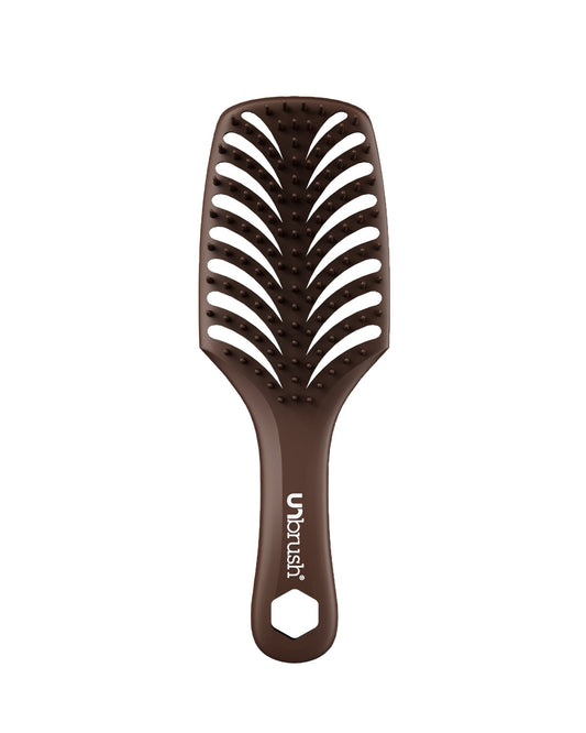 Brown hairbrush with Ubrush logo on a white background