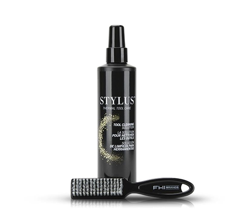 Professional Hair Styling Tool Cleaning System - 8 oz solution bottle and brush