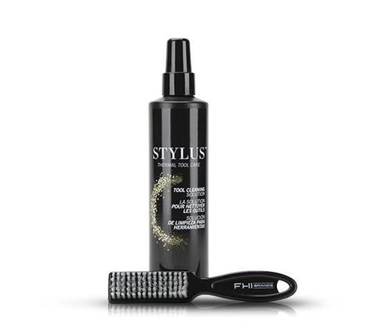 Professional Hair Styling Tool Cleaning System - 8 oz solution bottle and brush